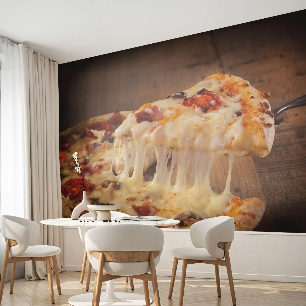 Papier Peint Photo Premium Sand - Un chef-d'œuvre de l'art italien - La gastronomie, Pizza, Italie - 450x315 cm