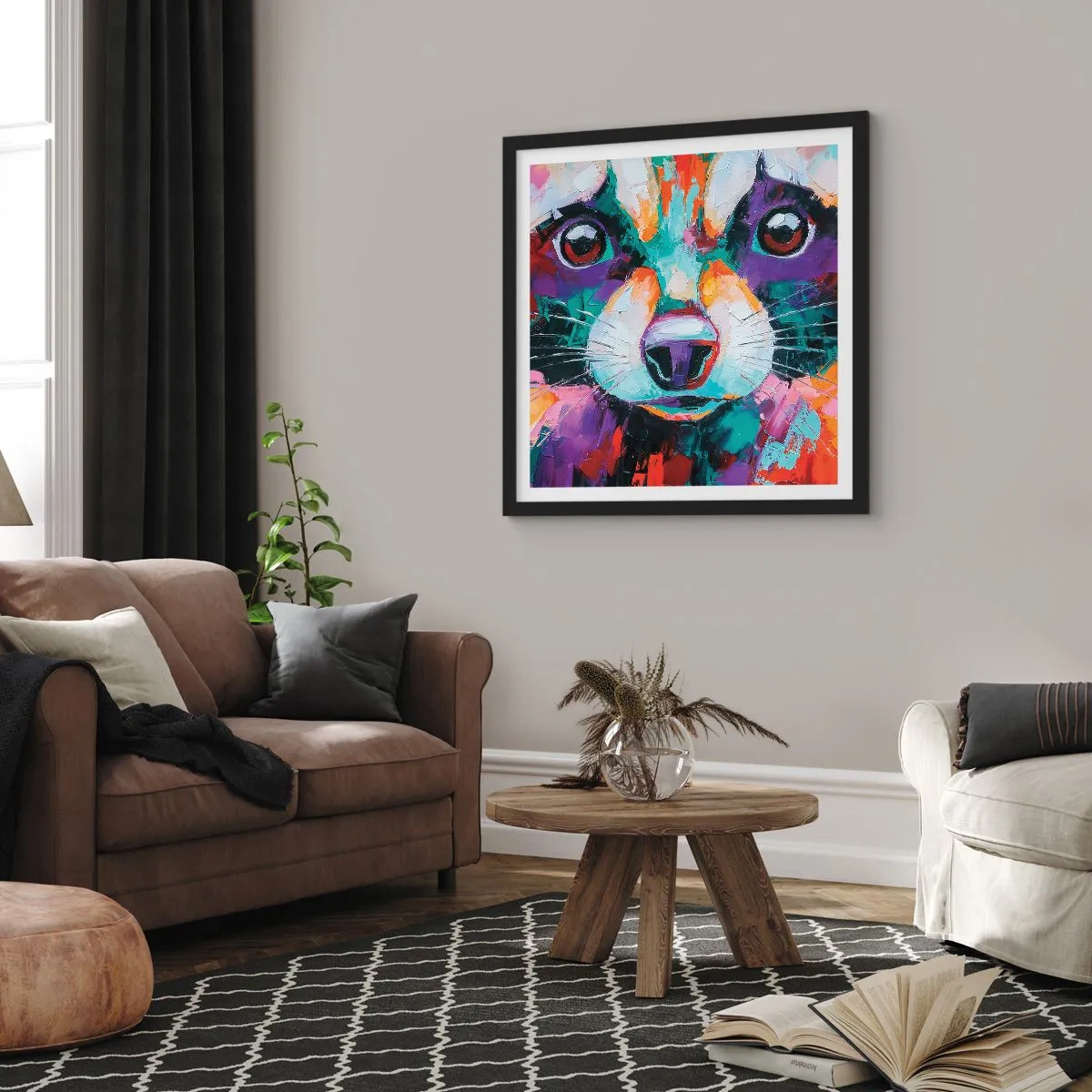 Affiche dans un cadre noir - Poster - Uniquement de belles émotions - 60x60 cm