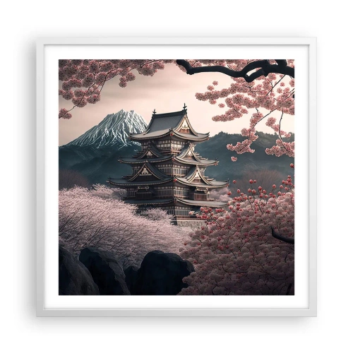 Affiche dans un cadre blanc - Poster - Le pays des cerisiers en fleurs - 60x60 cm