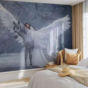 Papier peint sur mesure Standard Eco - Un moment inspiré - Abstraction, Cheval, Femme