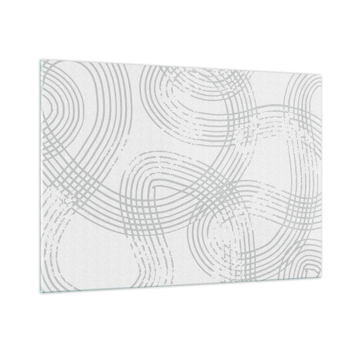 Impression sur verre - Image sur verre - Lignes courbes abstraites dans des tons de gris sur blanc - 100x70cm - Il n'y a pas de chemin droit - Décoration murale moderne pour le salon et la chambre ARTTOR