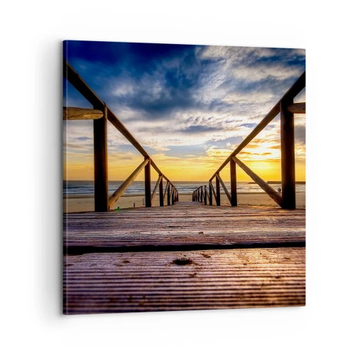 Impression sur toile - Image sur toile - Directement sur une plage calme au coucher de soleil - 60x60 cm
