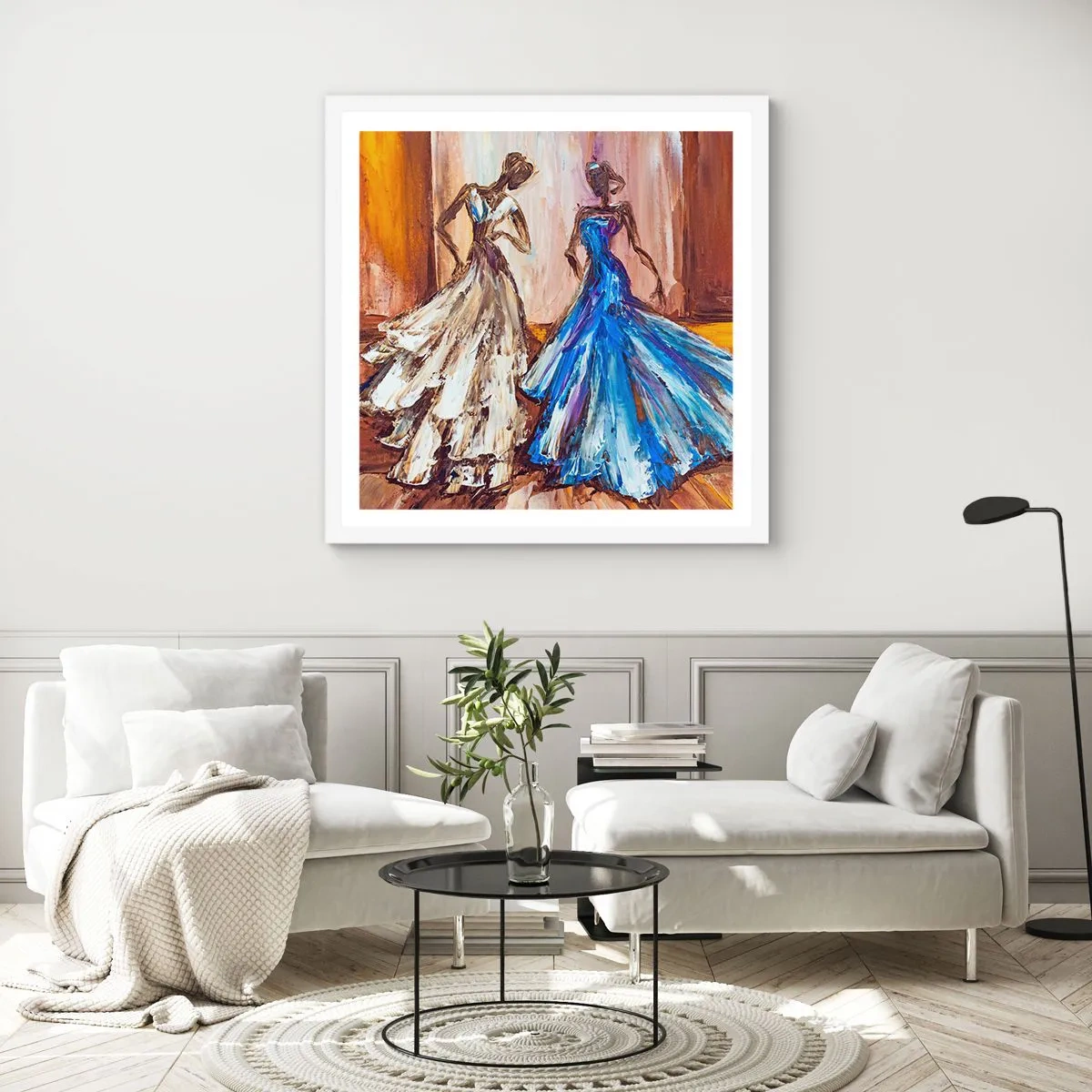 Affiche dans un cadre blanc - Poster - Un duo reconnaissant - 60x60 cm