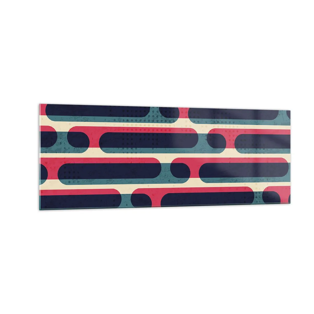 Impression sur verre - Image sur verre - Motif géométrique rétro aux couleurs pastel - 140x50cm - En profondeur et sur l'avant - Décoration murale moderne pour le salon et la chambre ARTTOR