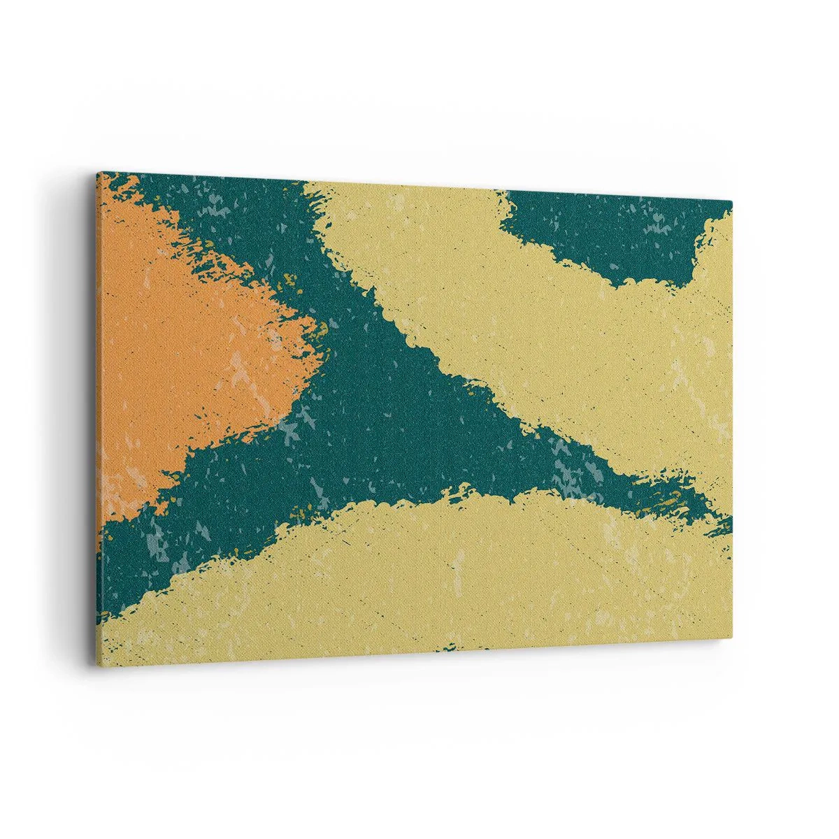 Impression sur toile - Image sur toile - Taches abstraites aux couleurs terreuses et vertes - 120x80cm - Abstraction – mouvement lent - Décoration murale moderne pour le salon et la chambre ARTTOR