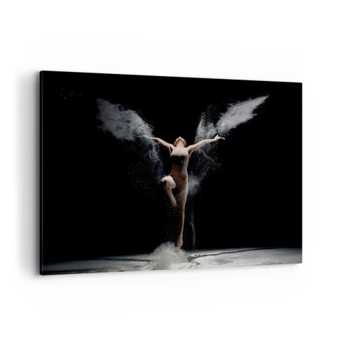 Impression sur toile - Image sur toile - Une danseuse en mouvement avec un effet de poussière saisissant sur fond noir - 100x70cm - Les elfes existent - Décoration murale moderne pour le salon et la chambre ARTTOR