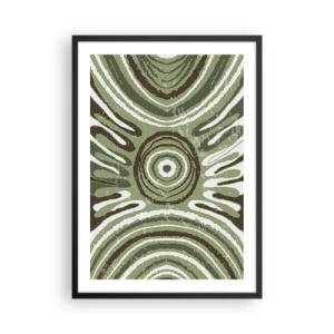 Affiche dans un cadre noir - Poster - Motif abstrait symétrique dans des tons de vert - 50x70cm - Une explosion d'émotions - Décoration murale moderne pour le salon et la chambre ARTTOR