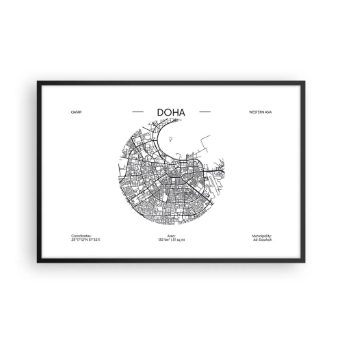 Affiche dans un cadre noir - Poster - Anatomie de Doha - 91x61 cm
