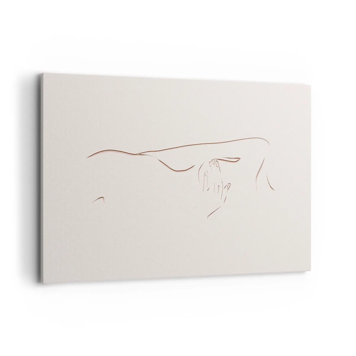 Impression sur toile - Image sur toile - Un dessin au trait subtil d'une silhouette sur un fond clair - 120x80cm - La forme du désir - Décoration murale moderne pour le salon et la chambre ARTTOR