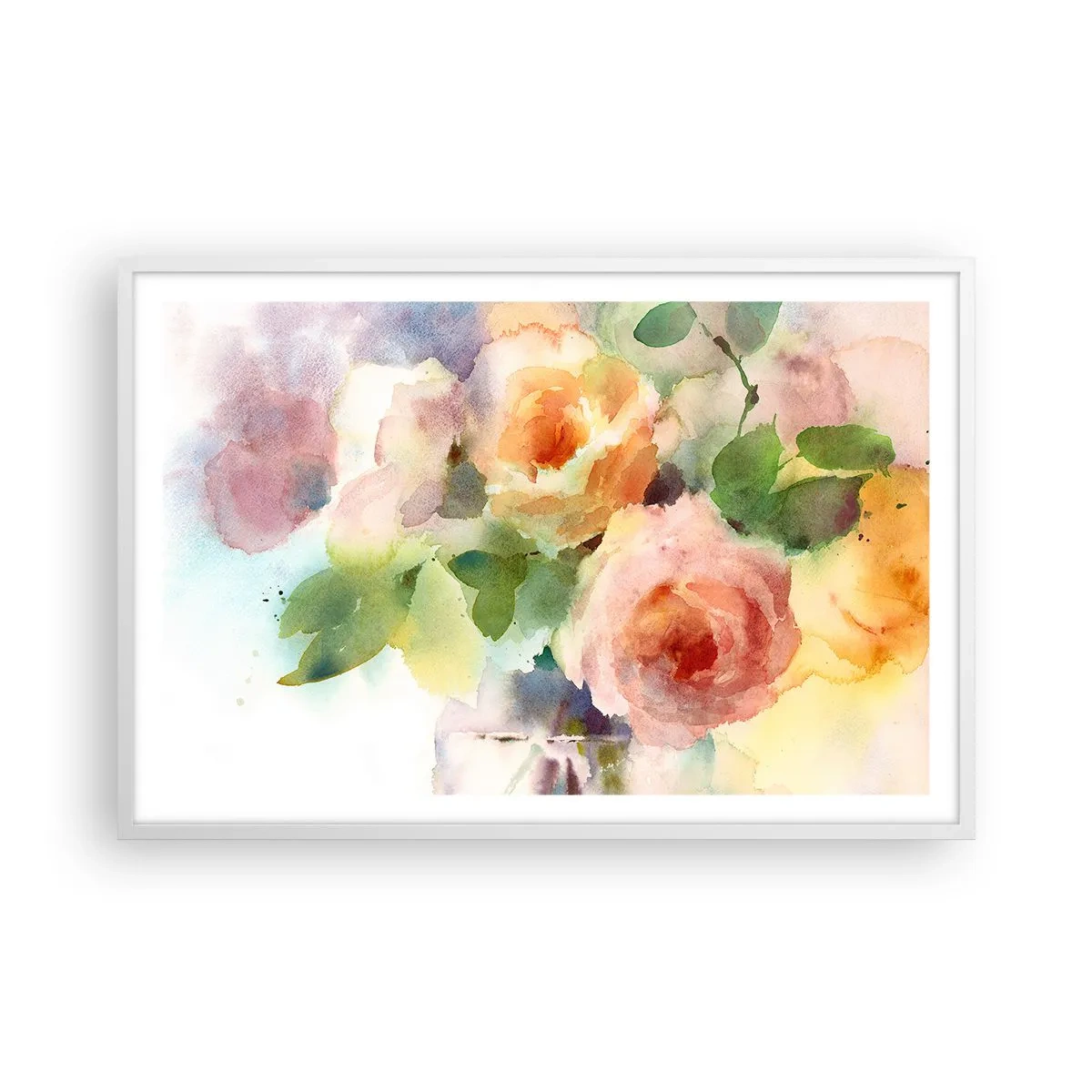Affiche dans un cadre blanc - Poster - Délicat comme l'aquarelle - 91x61 cm