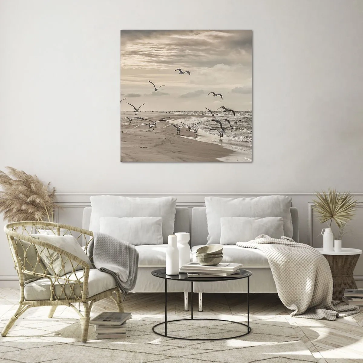 Impression sur verre - Image sur verre - Le bruit de la mer, le chant des oiseaux - 60x60 cm