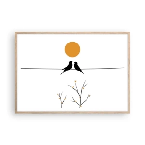 Affiche dans un chêne clair - Poster - Soirée pour rossignols - 100x70 cm