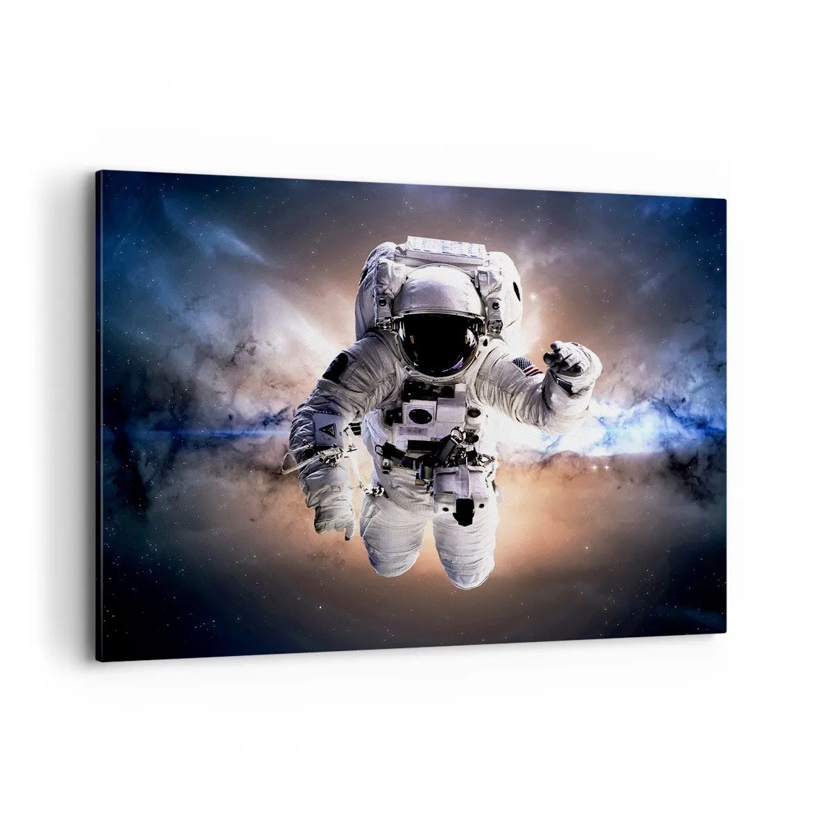 Impression sur toile - Image sur toile - Astronaute dans l'espace - 100x70cm - Salutations de l'espace - Décoration murale moderne pour le salon et la chambre ARTTOR