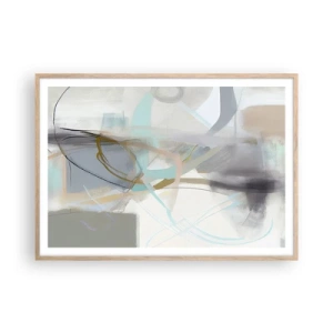 Affiche dans un chêne clair - Poster - Abstraction brumeuse - 100x70 cm