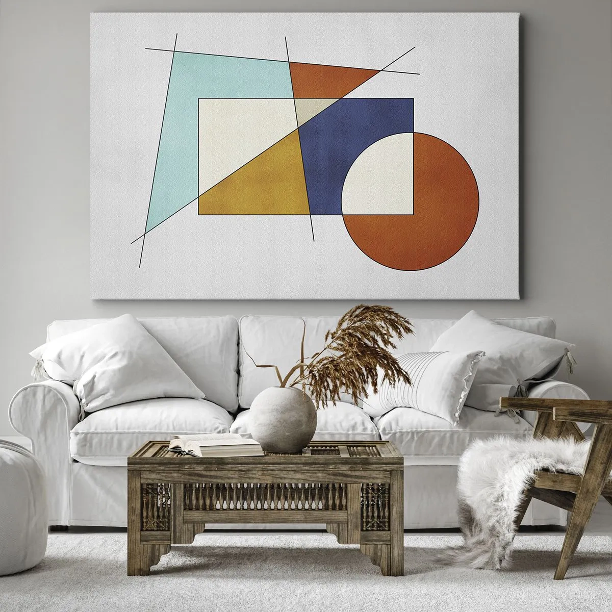 Impression sur toile - Image sur toile - Une composition moderniste de formes géométriques et de couleurs - 70x50cm - Abstraction : plaisir moderniste - Décoration murale moderne pour le salon et la chambre ARTTOR