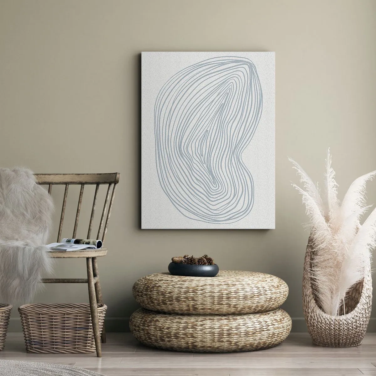 Impression sur toile - Image sur toile - Motif de vague abstrait en bleu délicat - 70x100cm - Une goutte de sourire - Décoration murale moderne pour le salon et la chambre ARTTOR