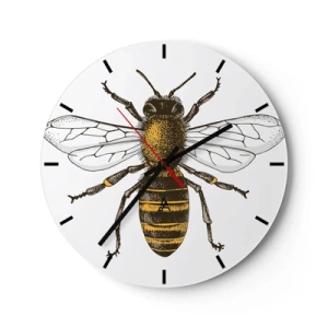 Horloge murale - Pendule murale - Illustration d'une abeille aux ailes déployées sur fond blanc - 30x30cm - Belle et bonne - Décoration murale moderne pour le salon, la cuisine et la chambre ARTTOR