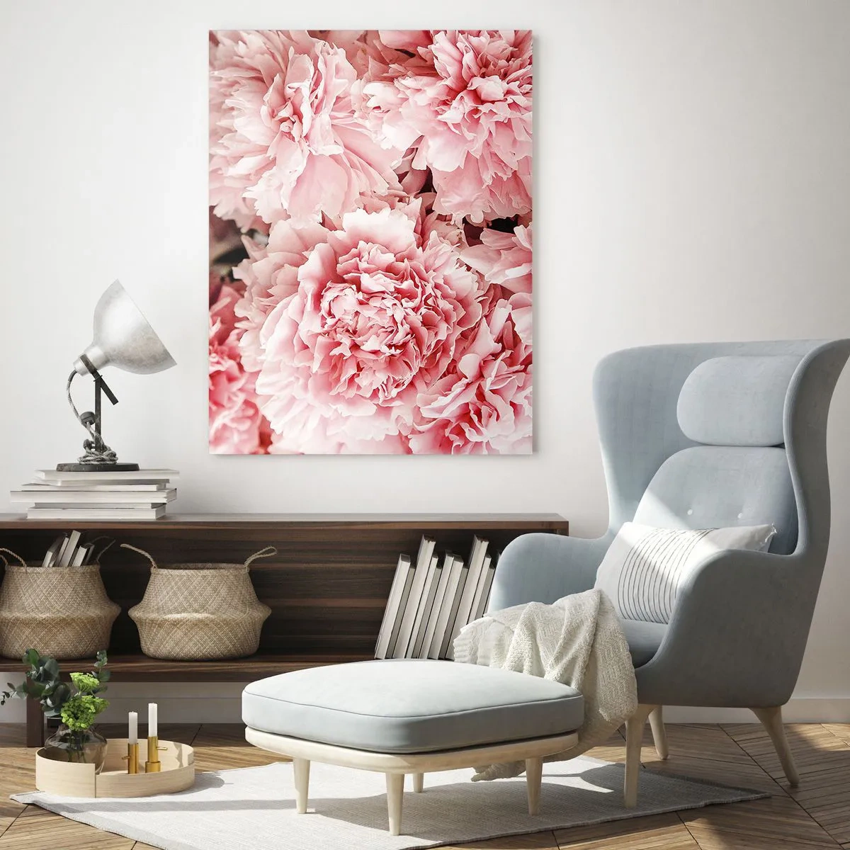 Impression sur verre - Image sur verre - Gros plan de pivoines roses en pleine floraison - 50x70cm - Rêve rose - Décoration murale moderne pour le salon et la chambre ARTTOR