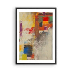 Affiche dans un cadre noir - Poster - Composition abstraite aux couleurs vives - 50x70cm - Géométrie des couleurs - Décoration murale moderne pour le salon et la chambre ARTTOR