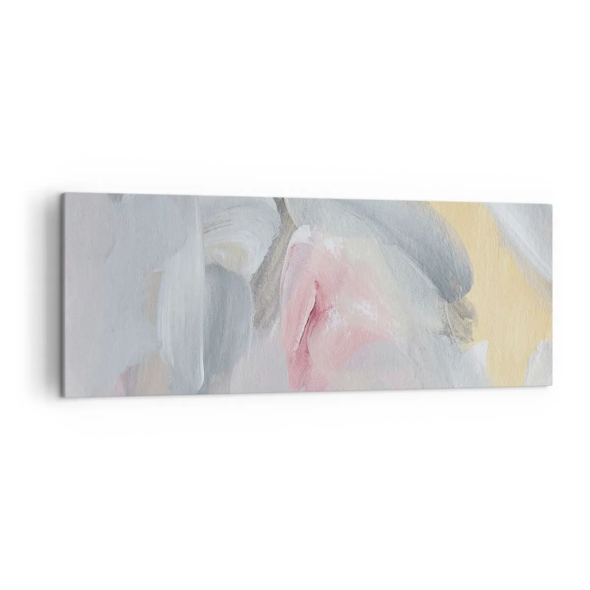 Impression sur toile - Image sur toile - Coups de pastel abstraits dans des tons de rose et de gris. - 140x50cm - Dans un monde pastel - Décoration murale moderne pour le salon et la chambre ARTTOR