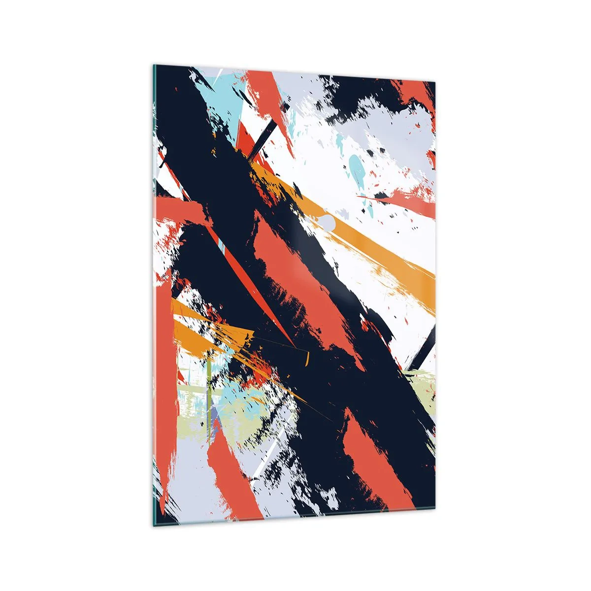 Impression sur verre - Image sur verre - Coups de pinceau abstraits aux couleurs vives - 70x100cm - Composition dynamique - Décoration murale moderne pour le salon et la chambre ARTTOR