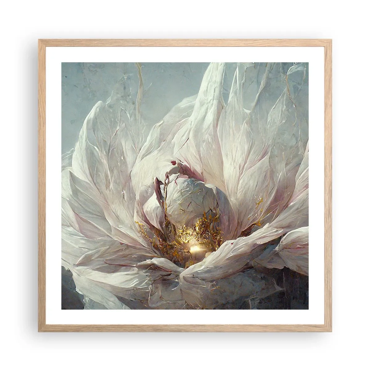 Affiche dans un chêne clair - Poster - Il fleurit une fois tous les cent ans - 60x60 cm