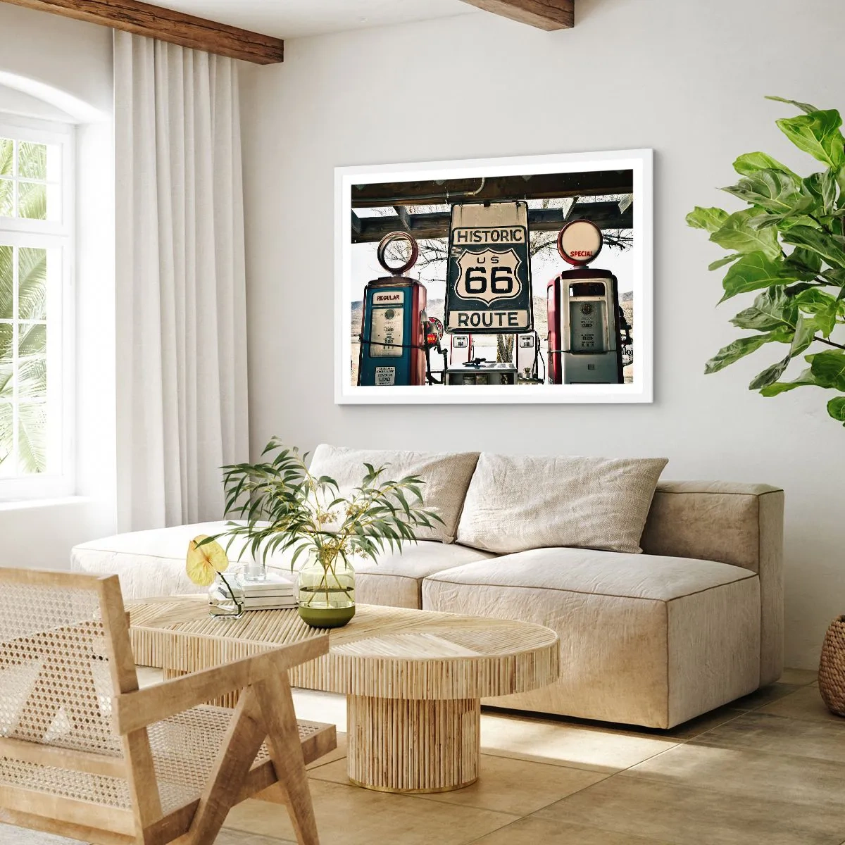 Affiche dans un cadre blanc - Poster - Voyage rétro américain - 91x61 cm