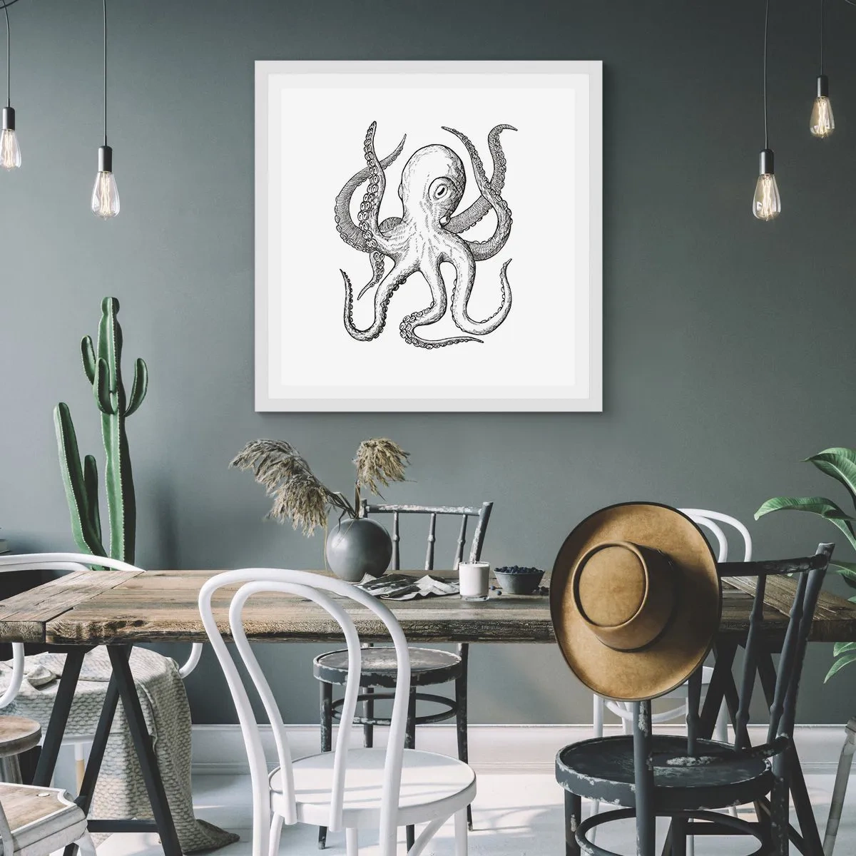 Affiche dans un cadre blanc - Poster - Dansant avec les vagues - 50x50 cm