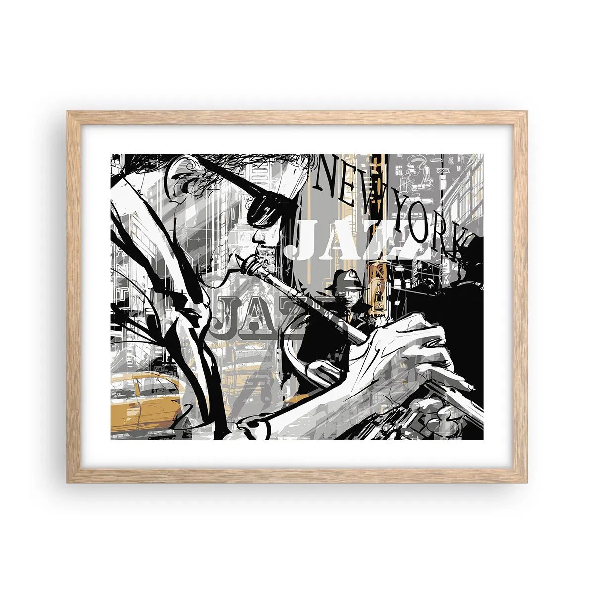 Affiche dans un chêne clair - Poster - Au rythme de New York - 50x40 cm