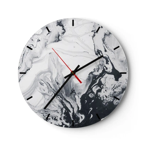 Horloge murale - Pendule murale - Un motif abstrait dans des tons de noir et blanc ressemblant au marbre. - 30x30cm - Au centre de la Terre - Décoration murale moderne pour le salon, la cuisine et la chambre ARTTOR