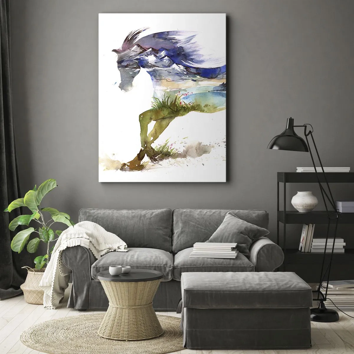 Impression sur toile - Image sur toile - De la prairie directement au ciel - 65x120 cm