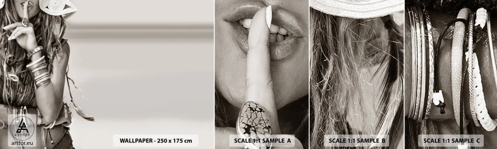 Échantillon de Papier Peint Autocollant Deluxe Sticker - Comment va la fille - Femme, Bohème, Ancien - 100x30 cm