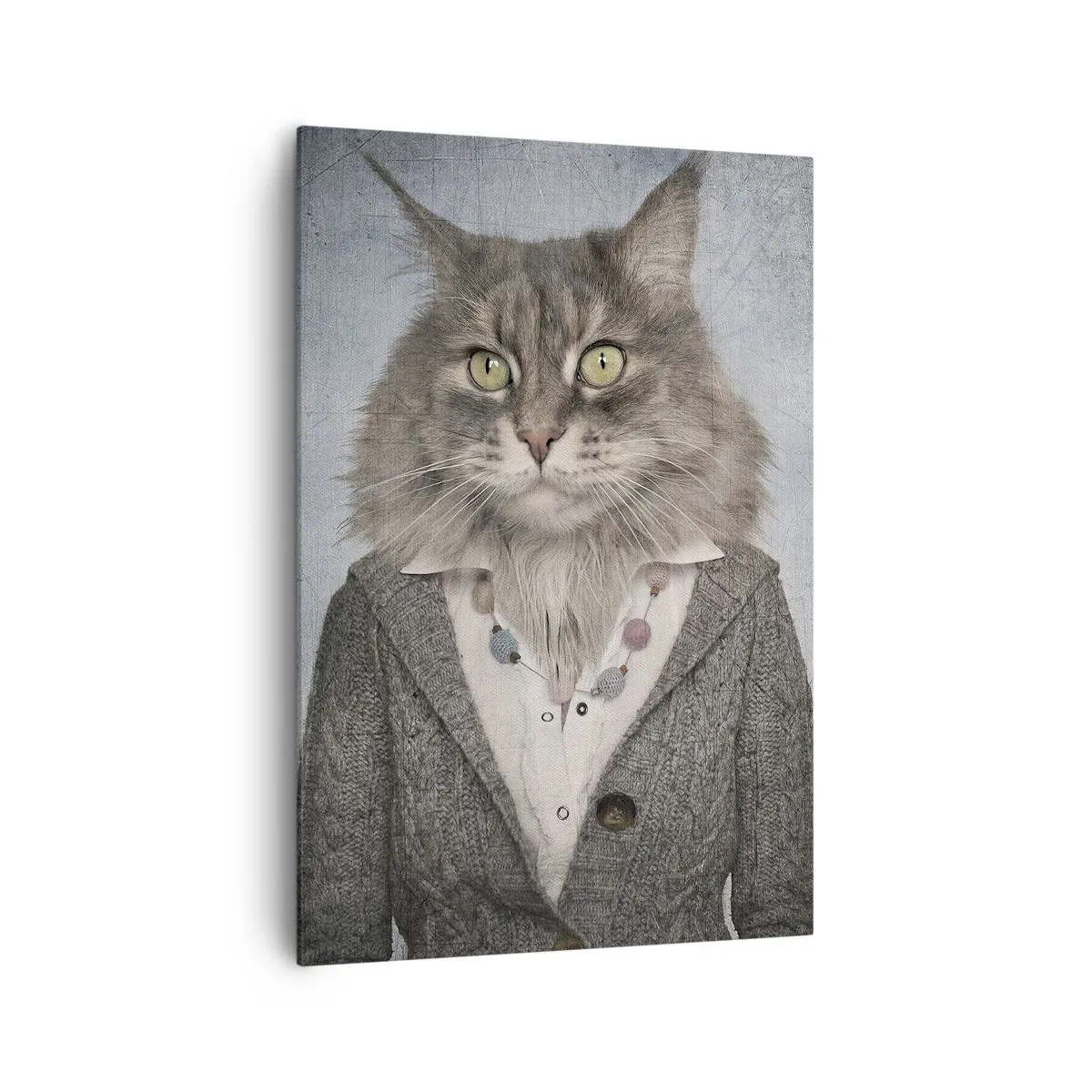 Impression sur toile - Image sur toile - Un triptyque avec des figures animales en vêtements élégants sur un fond stylisé - 70x100cm - La fourrure revient à la mode - Décoration murale moderne pour le salon et la chambre ARTTOR