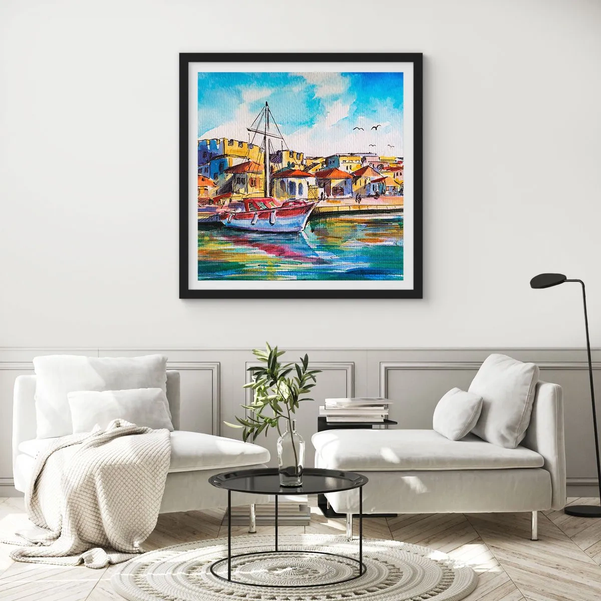 Affiche dans un cadre noir - Poster - Après-midi arc-en-ciel - 60x60 cm