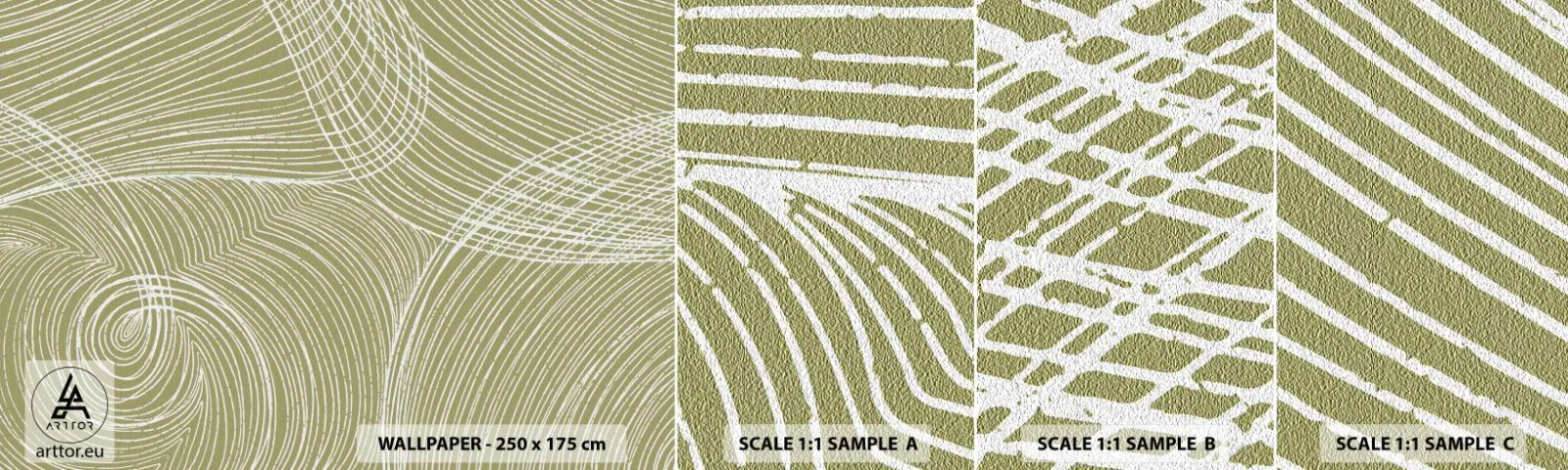 Échantillon de Papier Peint Autocollant Deluxe Sticker - Abstraction complexe de blanc - Bohème, Minimalisme, Morceau - 100x30 cm