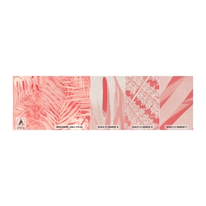 Échantillon de Papier Peint Premium Canvas - Concept de rose - Abstraction, Feuille de palmier, Graphique - 100x30 cm