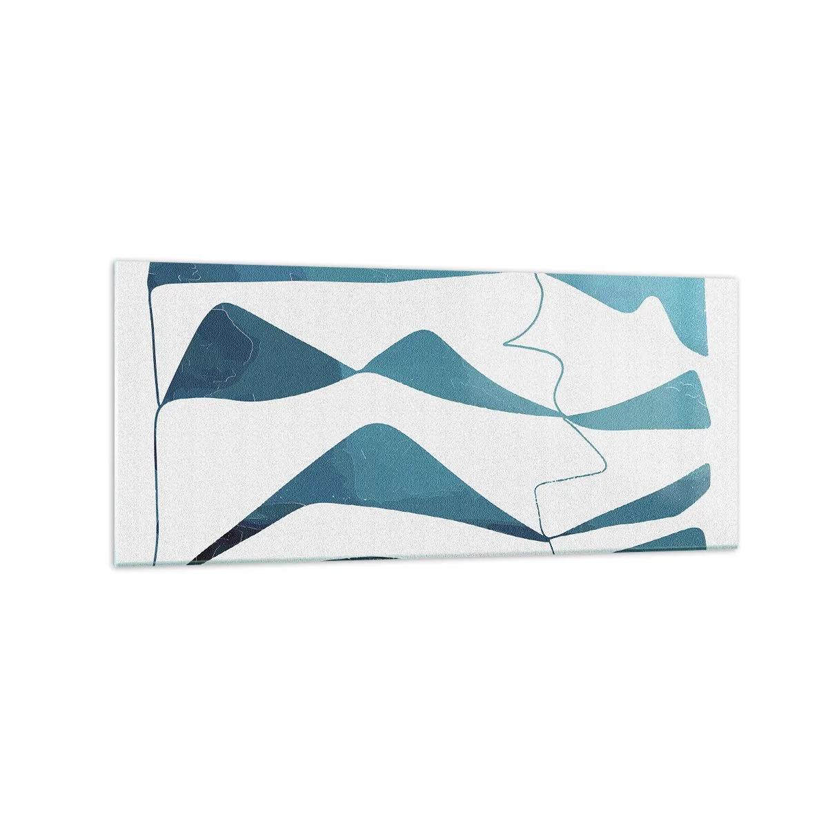 Impression sur verre - Image sur verre - Formes abstraites dans des tons de bleu sur fond blanc - 120x50cm - Abstraction : composé turquoise - Décoration murale moderne pour le salon et la chambre ARTTOR
