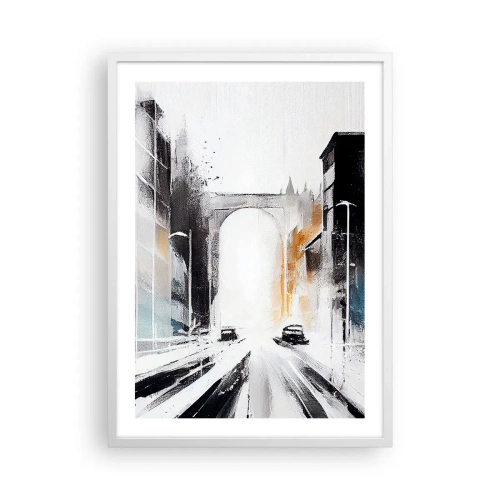 Affiche dans un cadre blanc - Poster - Étude de ville : architecture et mouvement - 50x70 cm