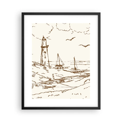 Affiche dans un cadre noir - Poster - Esquisse de souvenirs d'été - 40x50 cm