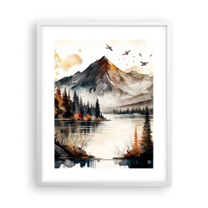 Affiche dans un cadre blanc - Poster - Automne doré dans les montagnes - 40x50 cm