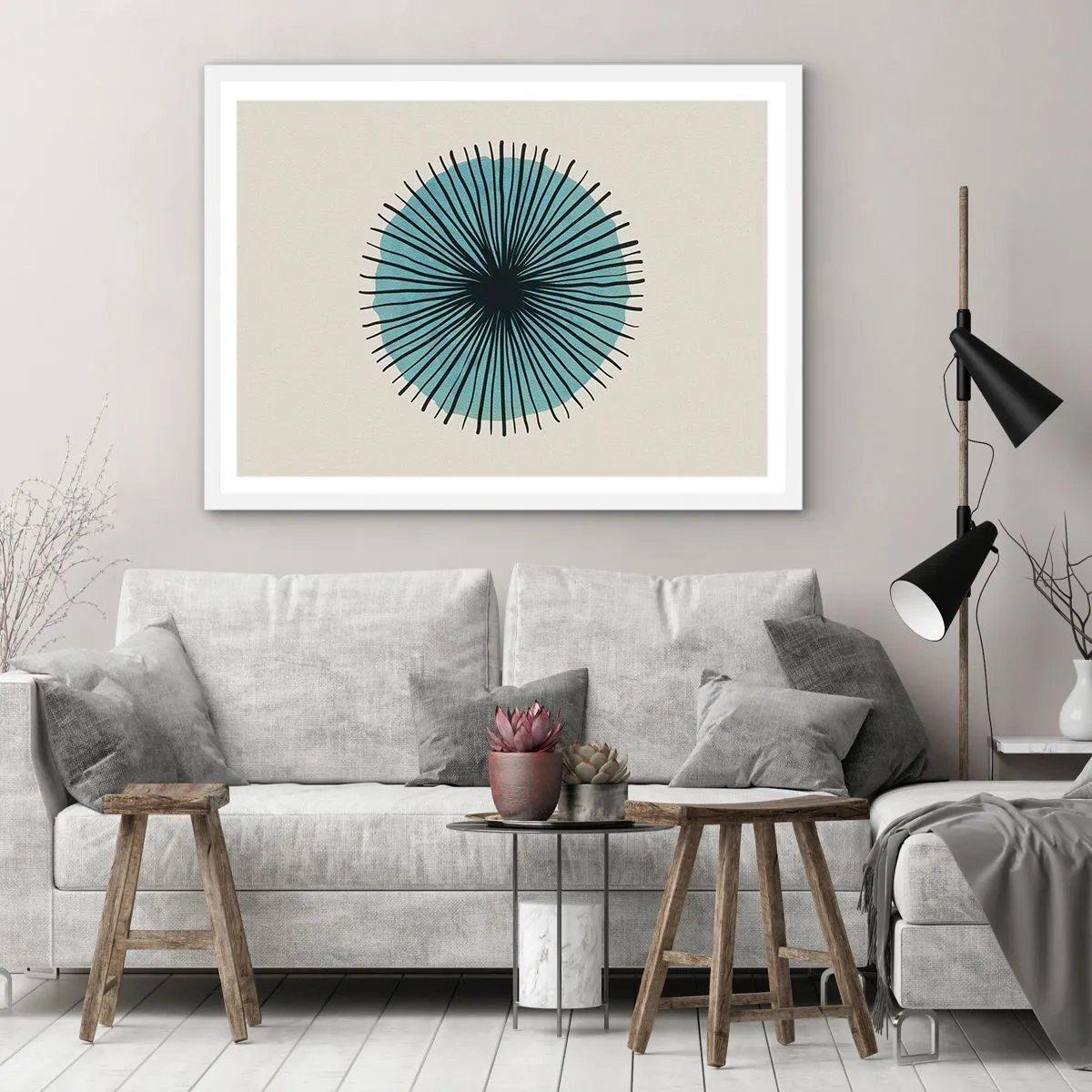 Affiche dans un cadre blanc - Poster - Rayonnant dans l'azur - 100x70 cm