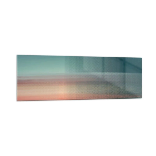 Impression sur verre - Image sur verre - Un coucher de soleil aux tons pastel sur un horizon calme - 160x50cm - Résumé : vagues de lumière - Décoration murale moderne pour le salon et la chambre ARTTOR
