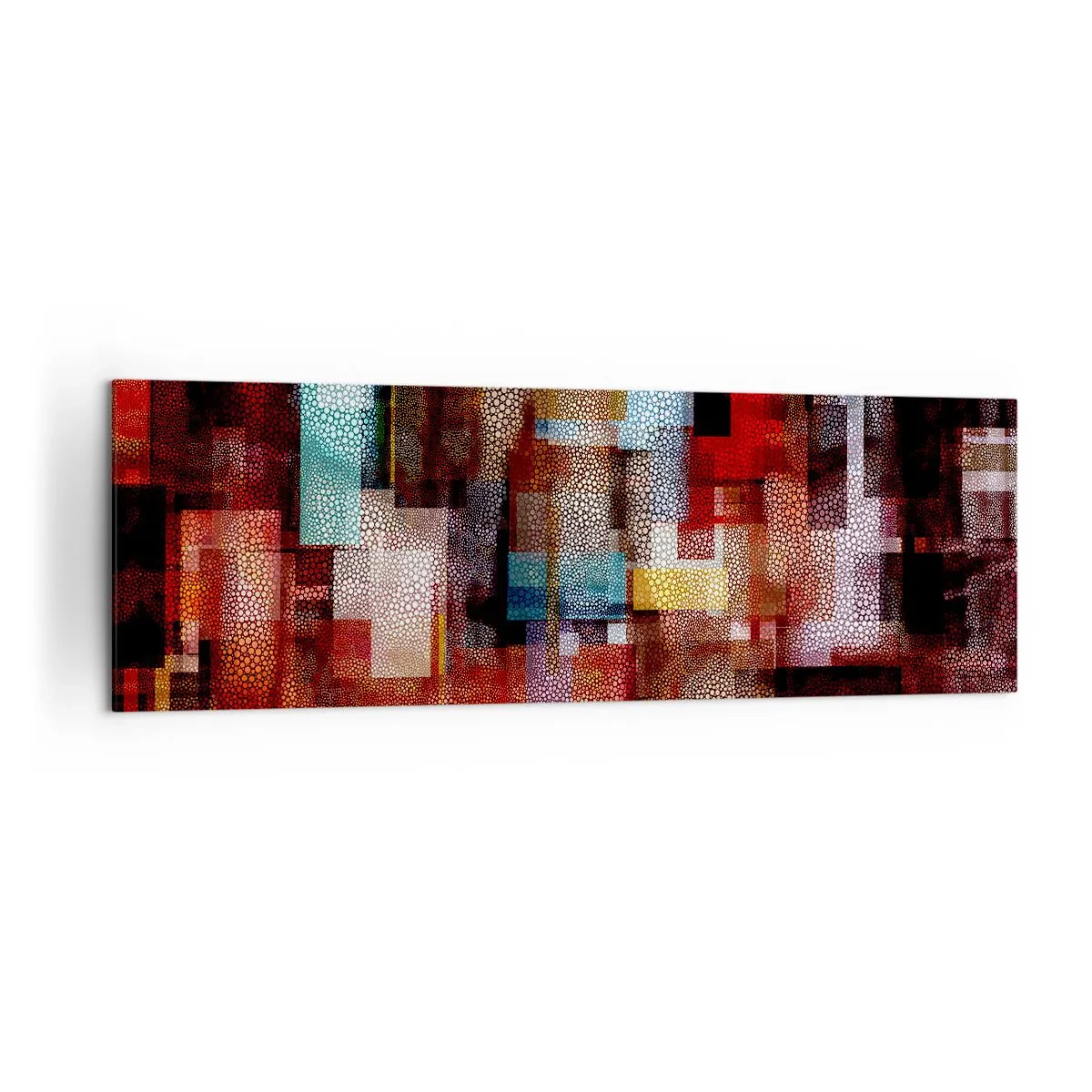 Impression sur toile - Image sur toile - Abstraction géométrique dans des tons intenses de rouge - 160x50cm - Mélange de confusions - Décoration murale moderne pour le salon et la chambre ARTTOR