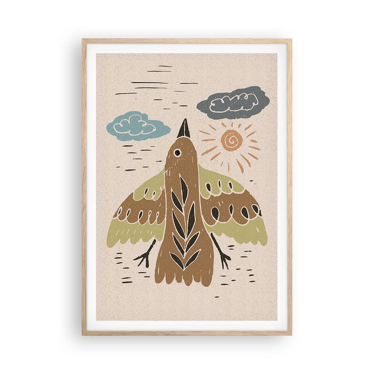 Affiche dans un chêne clair - Poster - Bon vol - 70x100 cm