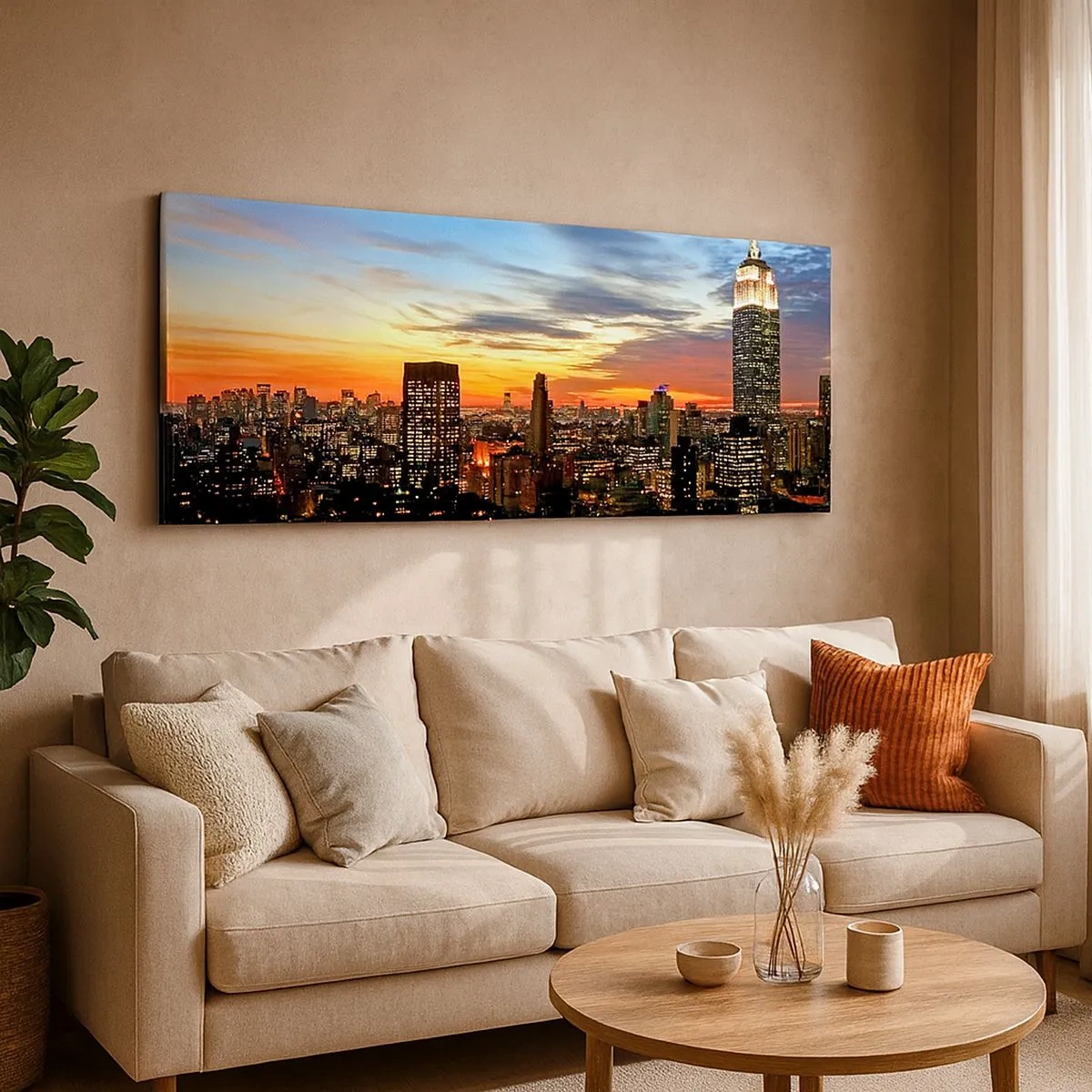 Impression sur toile - Image sur toile - Nuit américaine lumineuse - 100x40 cm