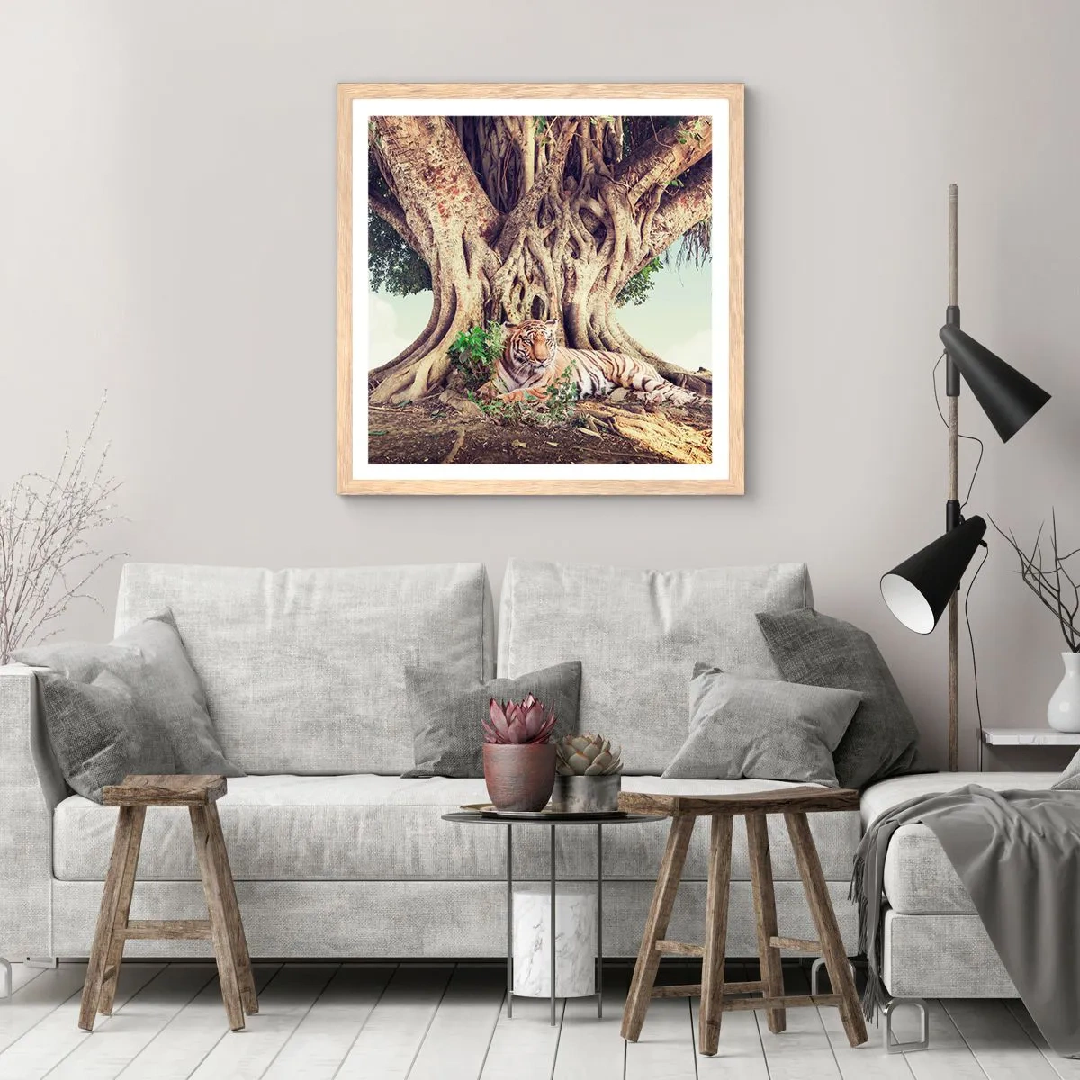 Affiche dans un chêne clair - Poster - Vue du Livre de la Genèse - 30x30 cm