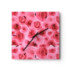Horloge murale - Pendule murale - Roses délicates dans des tons pastel de rose - 30x30cm - Roses en-haut et en-bas - Décoration murale moderne pour le salon et la chambre ARTTOR