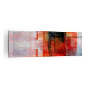 Impression sur toile - Image sur toile - Composition géométrique abstraite avec des accents rouges et oranges - 160x50cm - Composition embrasée - Décoration murale moderne pour le salon et la chambre ARTTOR