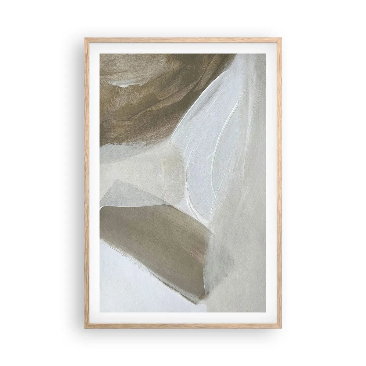 Affiche dans un chêne clair - Poster - Une vague de blanc - 61x91 cm