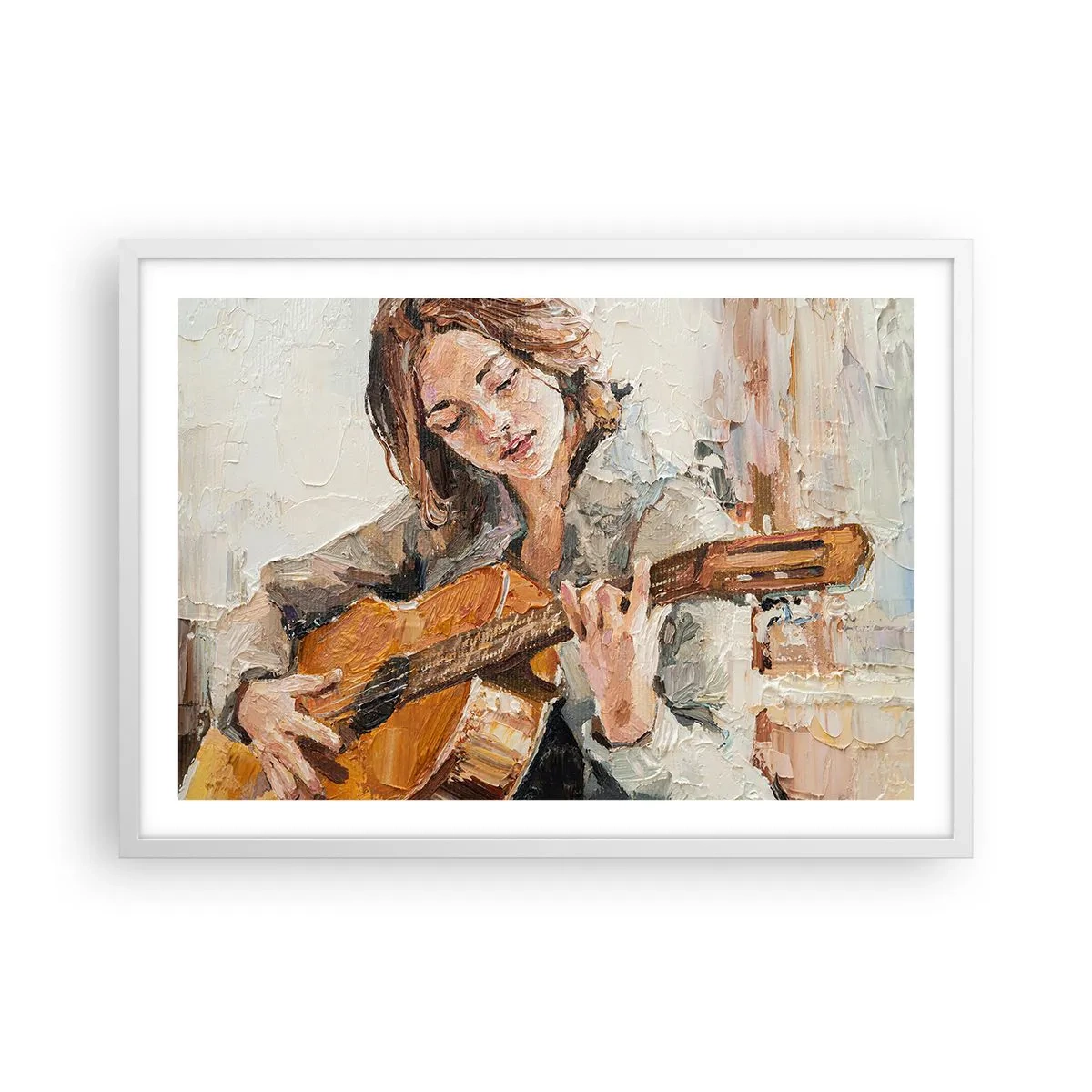 Affiche dans un cadre blanc - Poster - Concerto pour guitare et coeur de fille - 70x50 cm